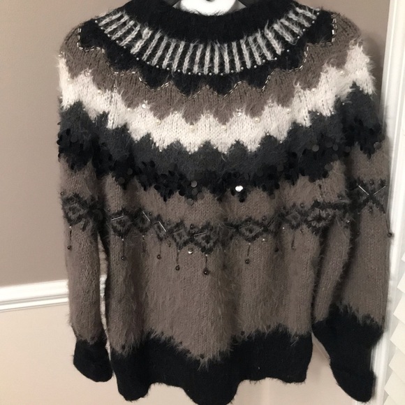 Anthropologie Sleeping on Snow Fair Isle Bubble-Sleeve Pullover sweater - Picture 3 of 9